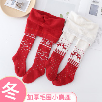 Baby leggings Socks Childrens New Years Christmas Socks Autumn and Winter Cotton terry Mens and womens baby pantyhose warm and thick