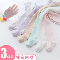 Childrens pantyhose summer thin cotton girls one-piece socks womens baby mesh socks summer baby leggings