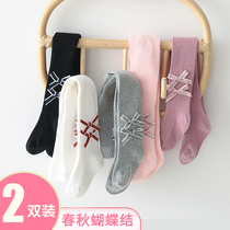 Babys pantyhose spring autumn pure cotton thin section girl with underpants child large pp mid-child baby hit bottom pants sock