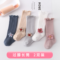 Baby long tube socks newborn cotton knee spring and autumn baby does not leg 0-1-3 years old childrens stockings