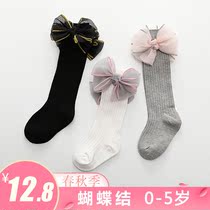 Spring and summer thin childrens socks Pure cotton high tube socks Bow girls  socks Baby stockings Spring and autumn cotton socks