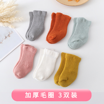 Baby Socks Winter Gush Baby Midbarrel Socks Thickened Warm Children Pure Cotton Short Socks 0-1-3 Winter
