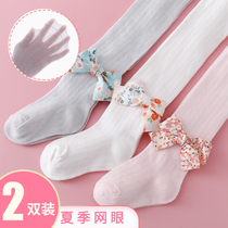 Baby pantyhose summer thin cotton breathable anti-mosquito mesh big pp childrens one-piece socks baby leggings