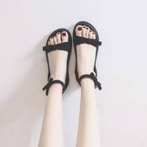 Hot air 2022 new summer fairy wind pine pastry thick bottom sandal women Han version 100 hitch students flat bottom Roman shoes in