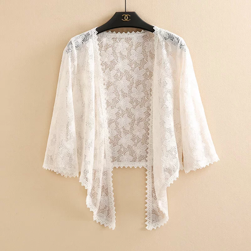 Летнее накидка, кружевной кардиган укороченный, куртка, oversize