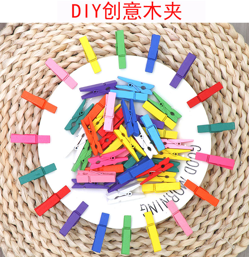 Color wood clip convenience post photo clip Hemp Rope Photo Clip Wooden Wooden Clip Photo Clip Photo Wall