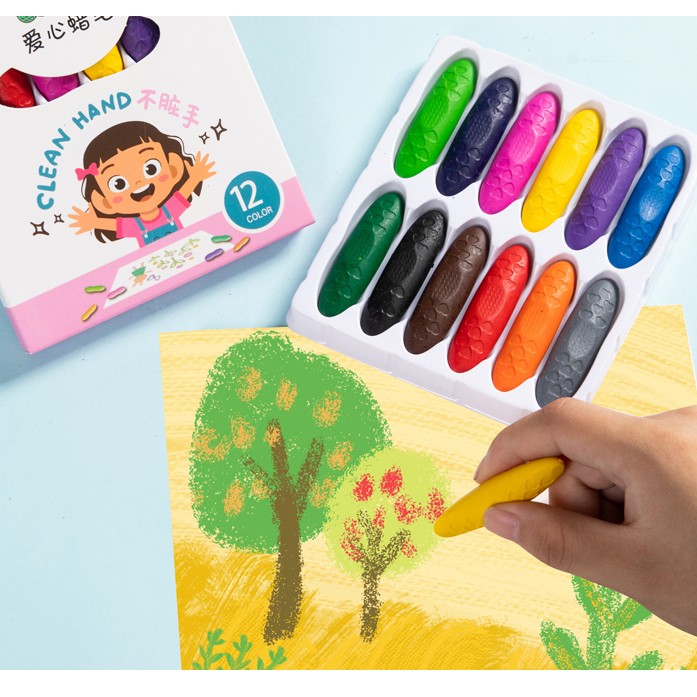 Children not dirty hands Happy Wax Pen 12 24 Color Painting Kindergarten Oil Painting Stick Baby Washable Innocuous