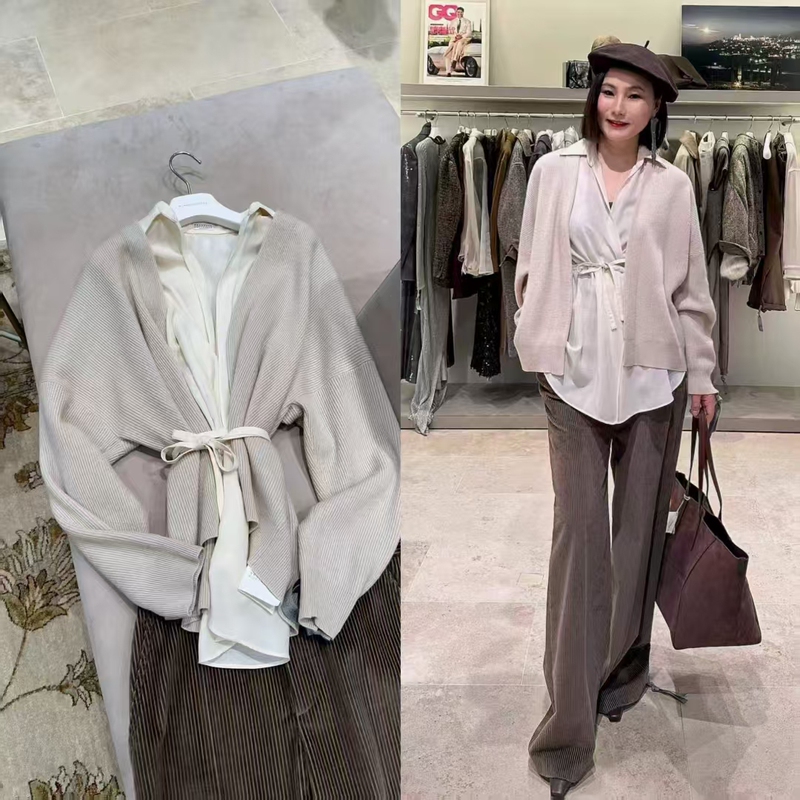 Brunello Cucinelli Autumn/Winter 70% off Beige Two-Piece Cashmere Cardigan Set