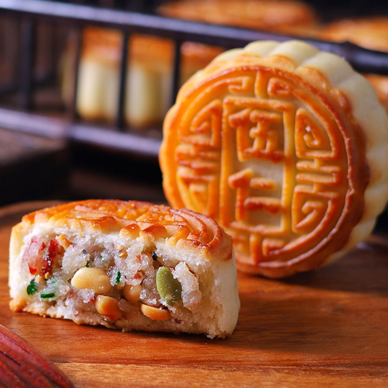 Northeast specialty old-fashioned pastry snacks Wuren jujube mud green red silk no sugar xylitol traditional moon cake Wuren