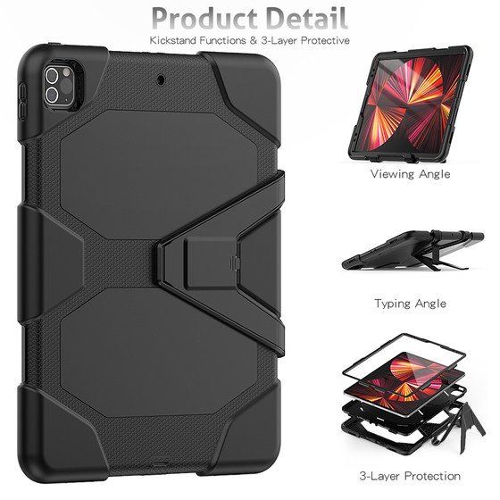 适用苹果iPad第7代平板保护套9代 10代全包防摔保护壳迷你 4 air2 3 pro11寸2017年12.9寸带保护膜可拆卸支架