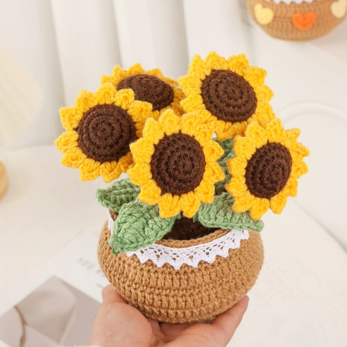 Плетеный набор материалов ручной работы, крючок для вязания, DIY, букет, подсолнух, подарок на день рождения