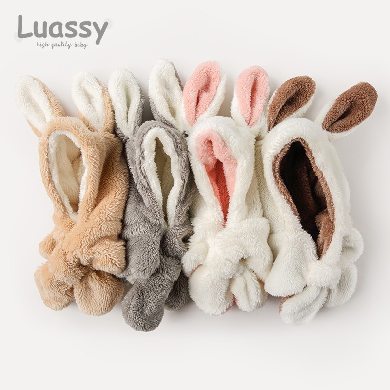 luassy baby hat autumn winter baby baby girl cute baby girl ear protector neck children scarf one piece hat male
