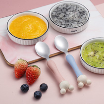Food grade 304 stainless steel Han style cute baby assisted with small spoon with tooth scraping apple muddy fruit mud spoon