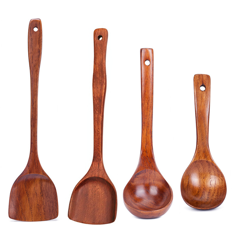 Wood shovel not dipping in the pan special solid wood natural long handle large pot spade soup spoon Porridge Spoon Day Style Saute and wood Comfort Wood