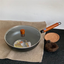 Old-fashioned non-coated healthy cast iron saucepan super thick thick thick raw iron pot die-casting flat-bottomed wok big 30 32cm