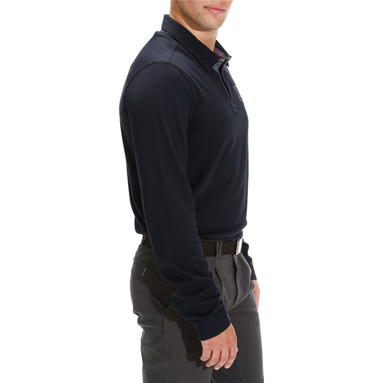 Decathlon FOUGANZA Blason cưỡi ngựa thể thao thoải mái cotton nam dài tay áo polo yên cưỡi ngựa
