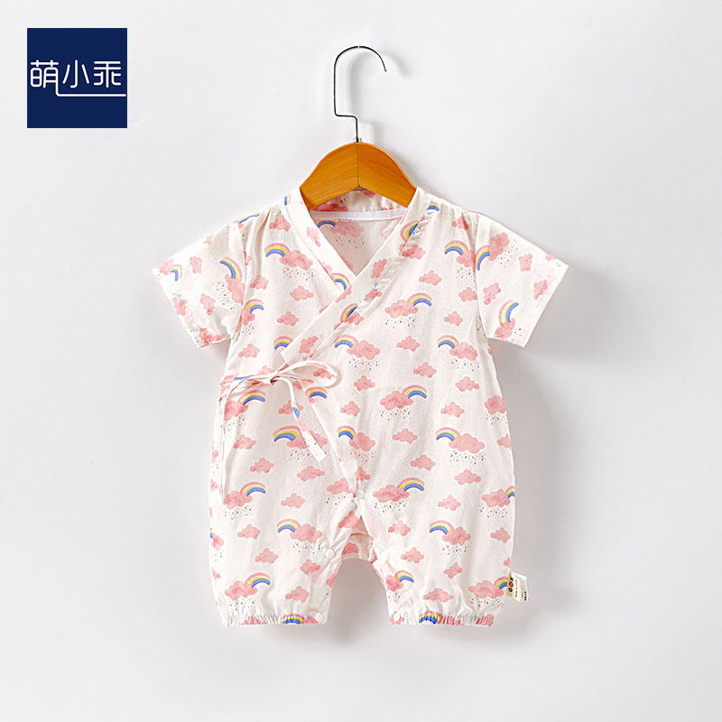 Baby onesie newborn monk clothes baby clothes summer women's summer thin section newborn gauze pajamas cute