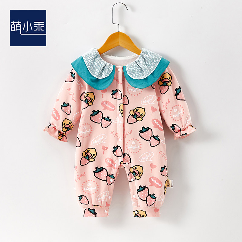Jumpsuit baby autumn girl baby super western style baby clothes 0-6 months princess cute full September outing hugging clothes