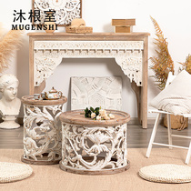 American solid wood round tea table living-room home folk and creative retro make old bedroom corner a few sofas small side a few