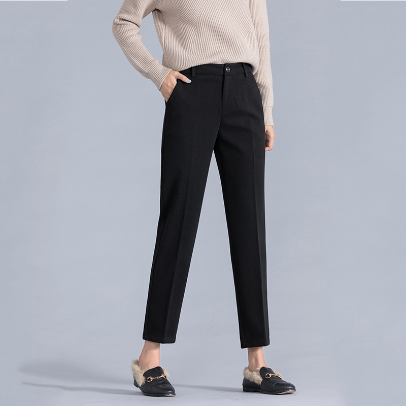 Straight Drum Sweatpants Woman Autumn Winter 2020 Xiu Body Display Slim 90% Western Dress Pants Woman Loose Casual Thickened Smoke Pipe Pants