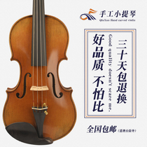 Qixun Handmade solid wood tiger pattern oil paint violin beginners children adult grade professional high-grade musical instruments