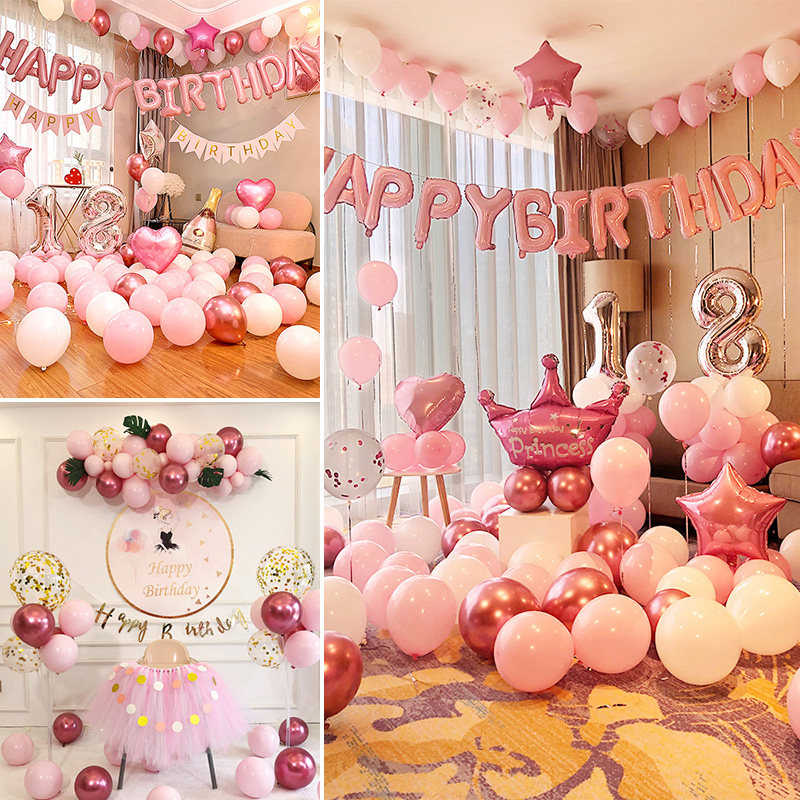 Two - year - old boy's 7 - year - old birthday scene decorated girl baby boy balloon room 6 year old package