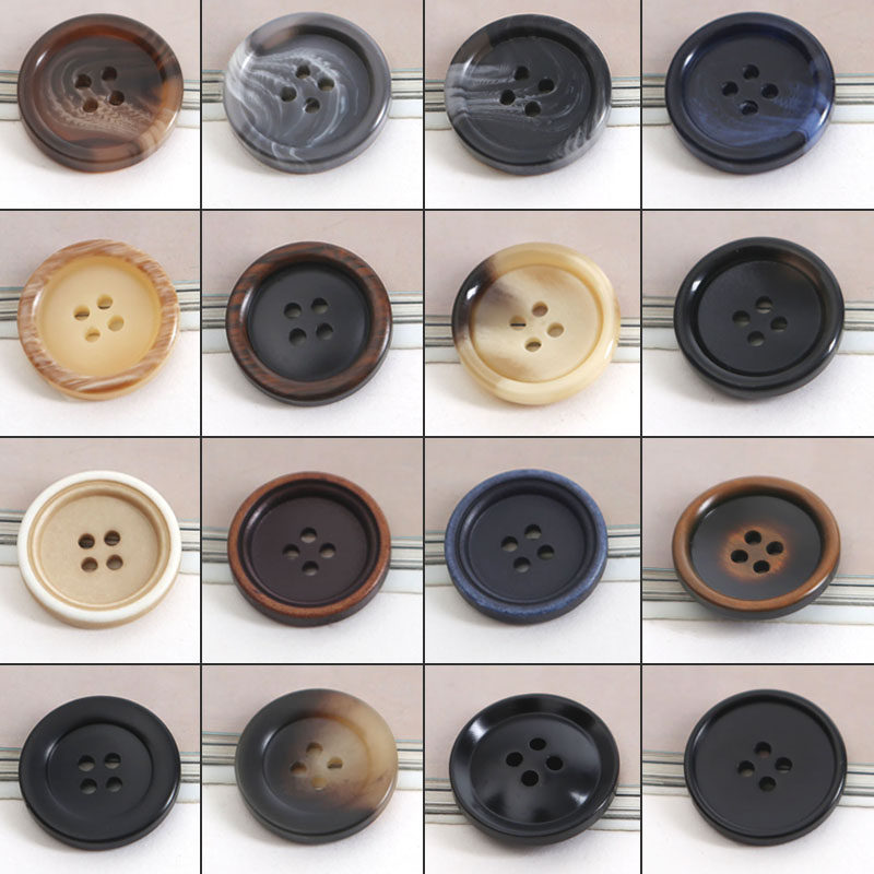 Gold buckle horns red cashmere large coat High-end Female Buttoned Coat black button Metal Clasp Minke Hair Pin