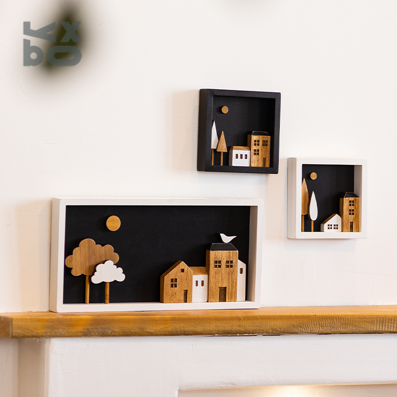 Ybox Log Cabin Style Decorative Painting, Simple Living Room and Bedroom Ornaments, Wall Multi-Functional Hanging Painting, Creative Accessories