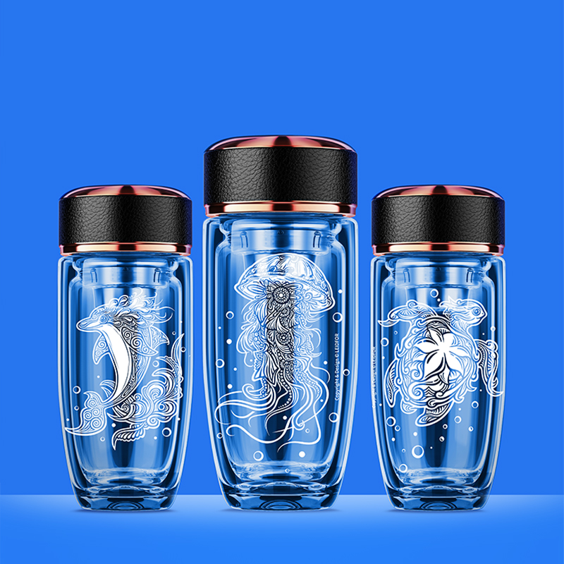 LEIDFOR Redf (Marine) Double Glass Cup Men's Cup Upscale Tea Cup On-board Transparent Water Cup