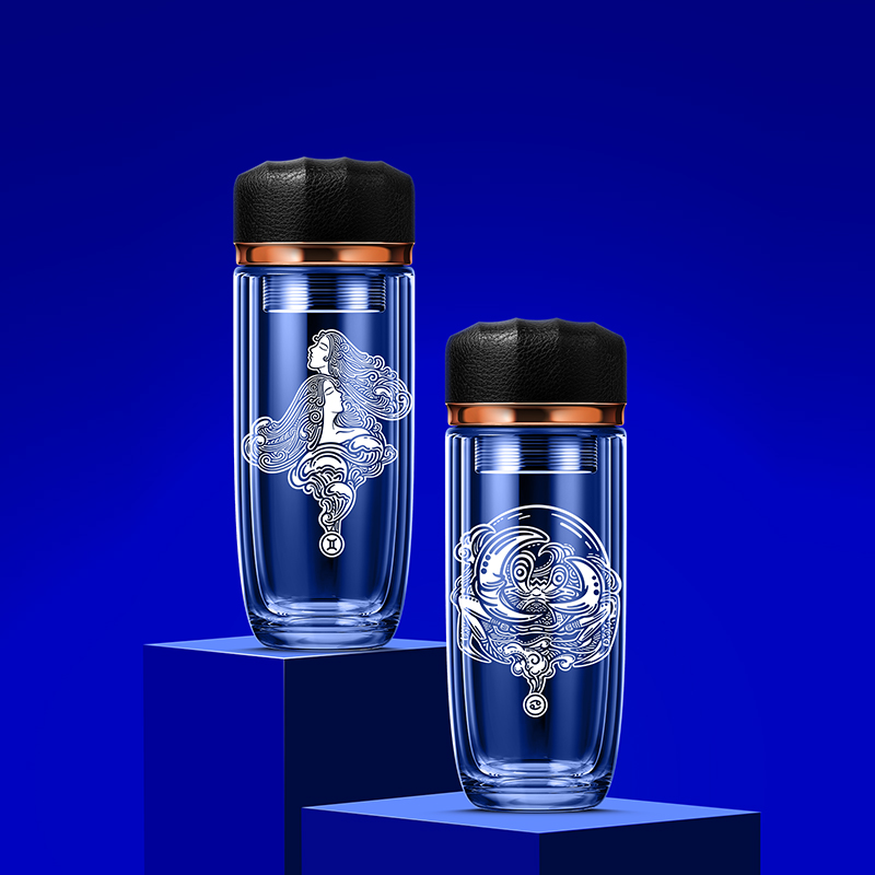 Redf (twelve Constellation) Double Glazed Water Glass Upscale Tea Mug Lady Transparent Vehicular Glass Goblet