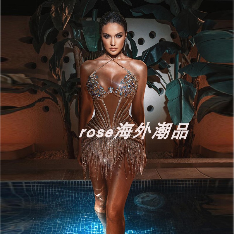 Women's New 2024 New Luxury Prom Dress Diamond Shiny Backless Sexy Tassel Cocktail Dress Women's New 2024 New Luxury Prom Dress Diamond Shiny Backless Sexy Tassel Cocktail Dress
