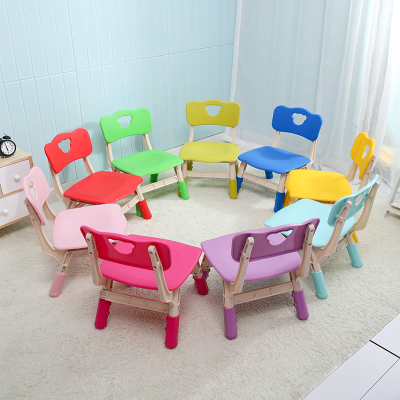 Kindergarten high-end lift tables and chairs children plastic backwritten chair household cartoons adjustable thickness stool