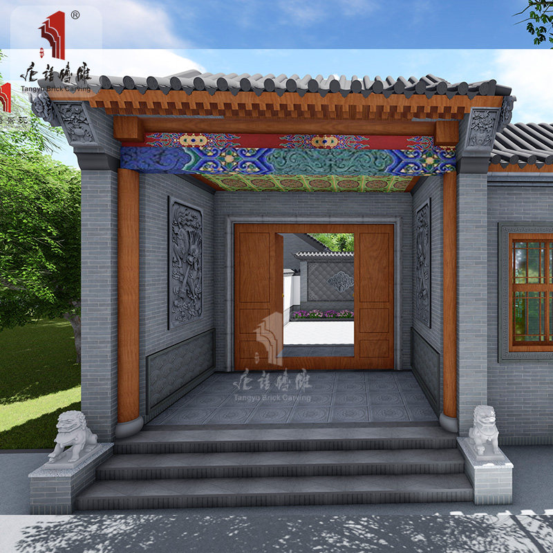 Tangyu brick carving ancient building chinoiserie antique gate tower ...