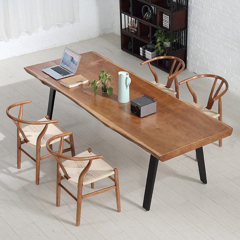 Nordic Solid Wood Dining Table And Chairs Group Full House With Small Family Minima Modern Log Whole Board Living Room Dining Room Dining Table
