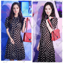 haier Fade MAJE 2020 Summer Yang Power Star Same Frosted Black and White Wave Point Wave Point Waist Dress