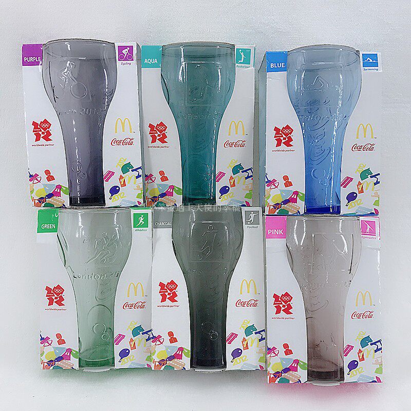 2012 McDonald's commemorative edition Coca-Cola cold drink glass engraved color curve 370ML cup