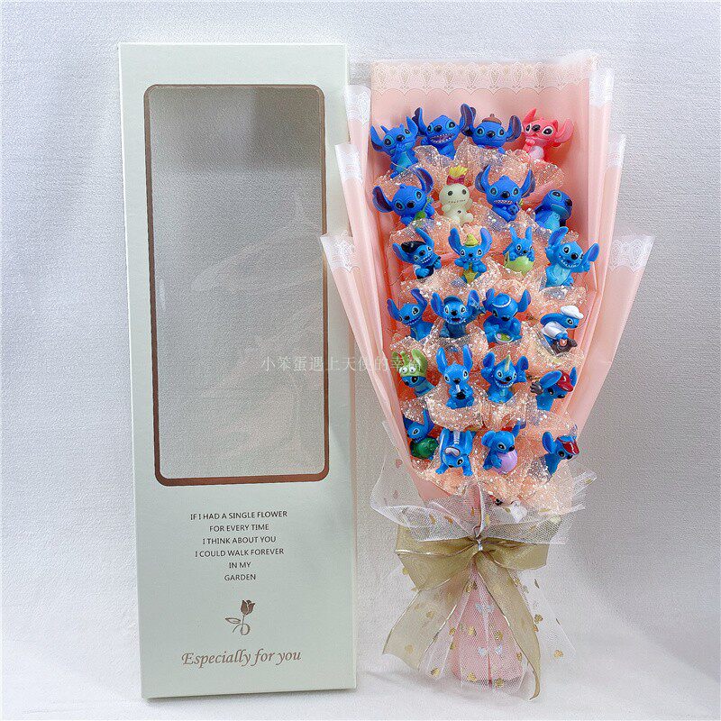 Stitch cartoon model Stitch soap flower gypsophila bouquet creative custom Teacher's Day birthday gift