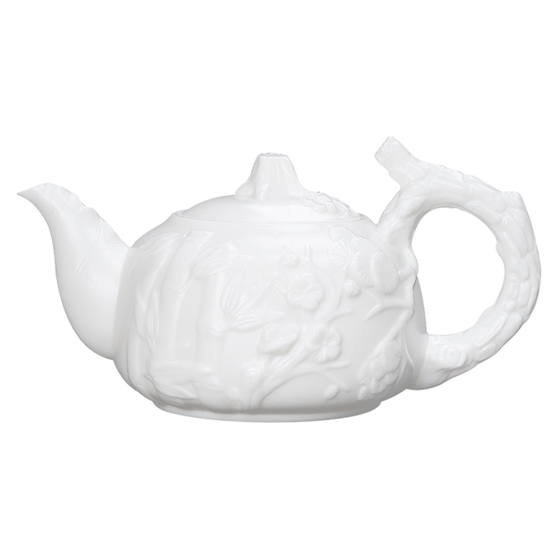 The Master artisan fairy guo - qin Chen white porcelain teapot pure manual suet jade biscuit firing single pot of household creative teapot