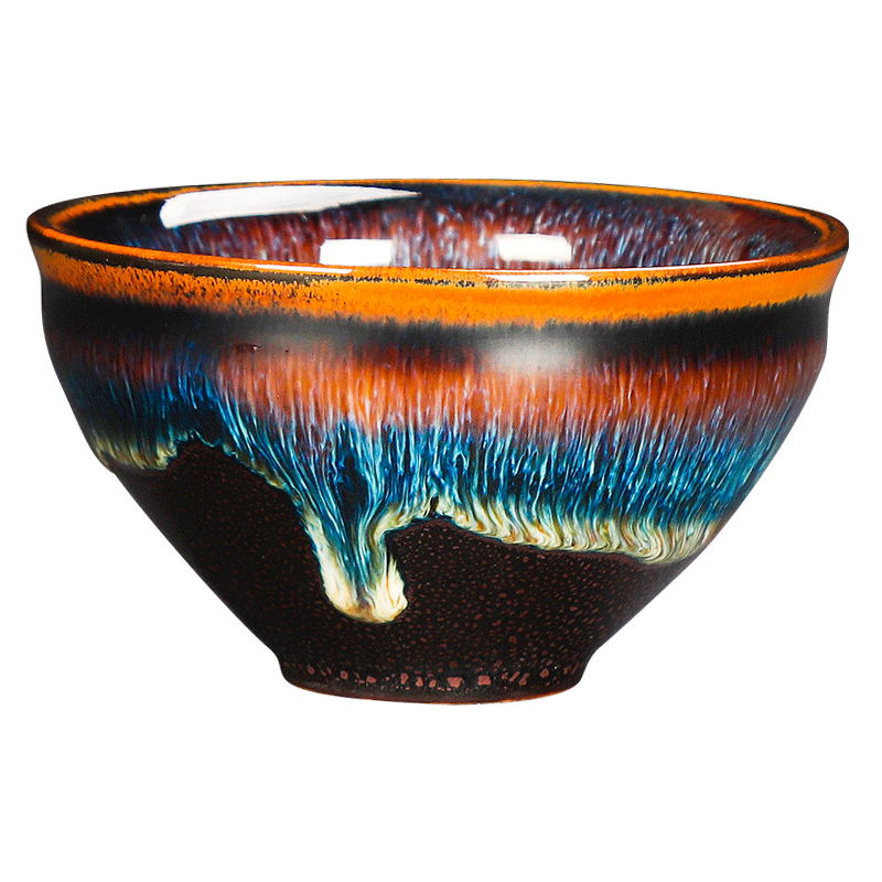 The Master artisan fairy Lin Zongfu built lamp cup checking ceramic household tea Master cup single cup large temmoku