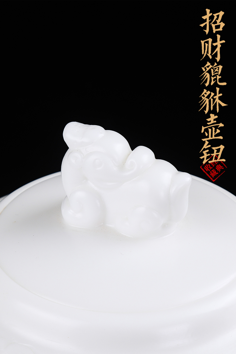 Artisan fairy Zeng Yuzhen master hand carved white porcelain teapot large ceramic filtration kung fu tea set jade CiHu