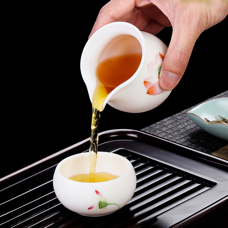 Artisan fair fairy hand - made jade porcelain cup checking ceramic household points sea kung fu tea is tea tea tea accessories