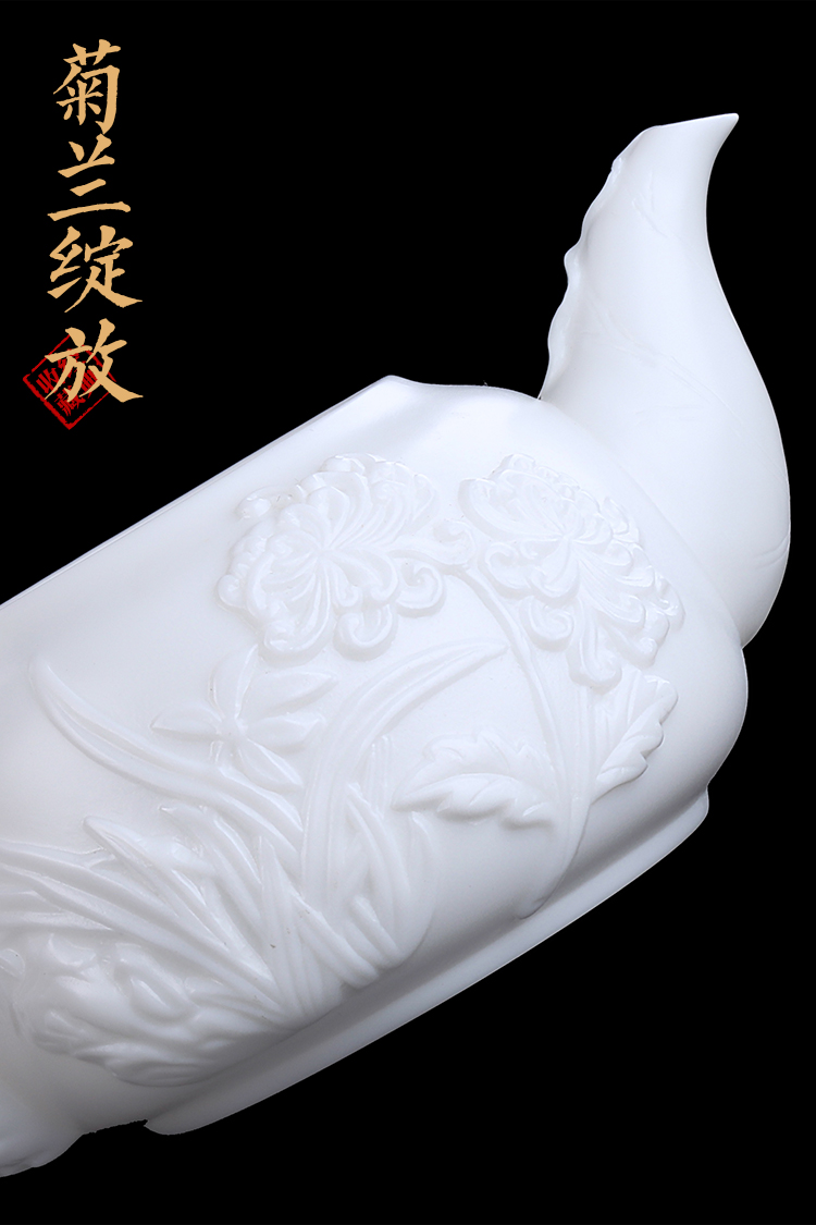 The Master artisan fairy guo - qin Chen white porcelain teapot pure manual suet jade biscuit firing single pot of household creative teapot