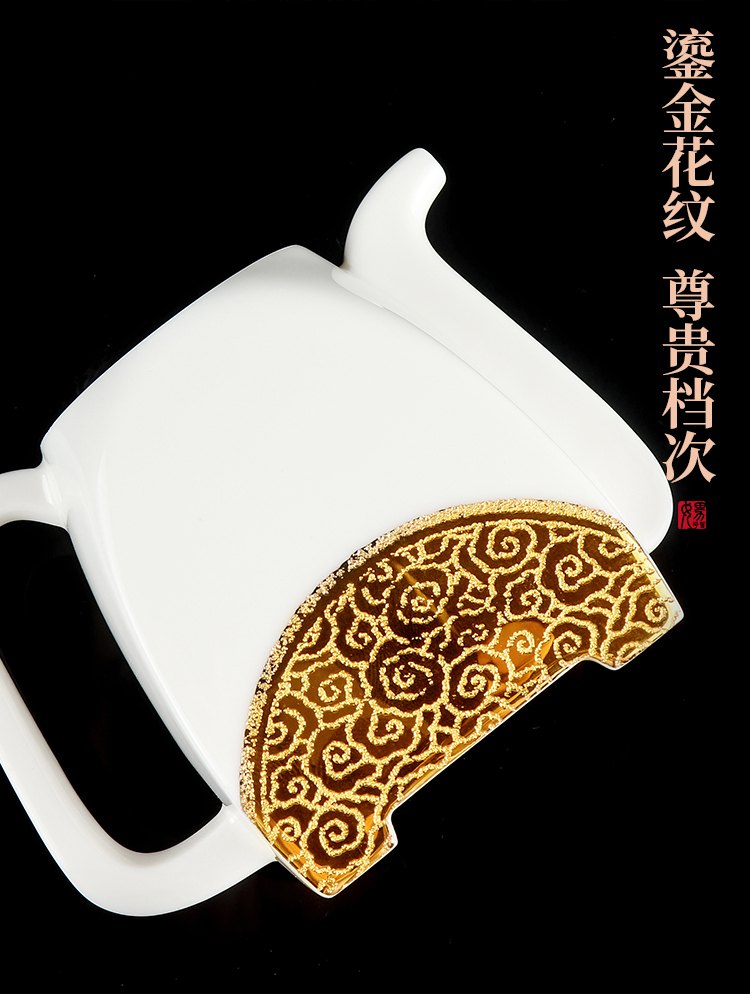 Artisan fairy gold inlaid jade porcelain tea set office receives a visitor kung fu tea tea tea cups ceramic POTS