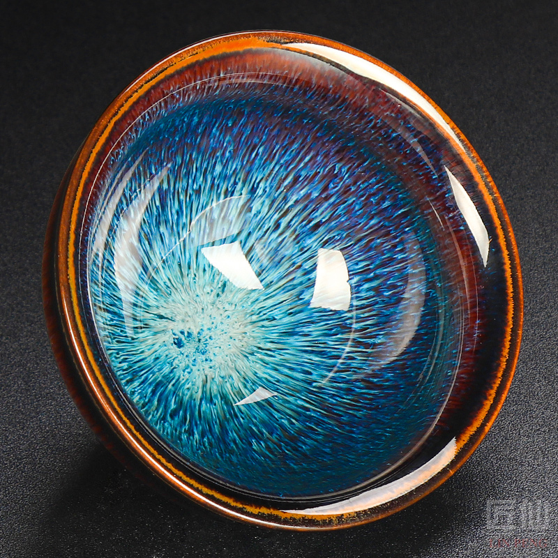 The Master artisan fairy Lin Zongfu built lamp cup checking ceramic household tea Master cup single cup large temmoku