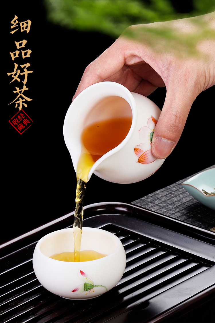 Artisan fair fairy hand - made jade porcelain cup checking ceramic household points sea kung fu tea is tea tea tea accessories