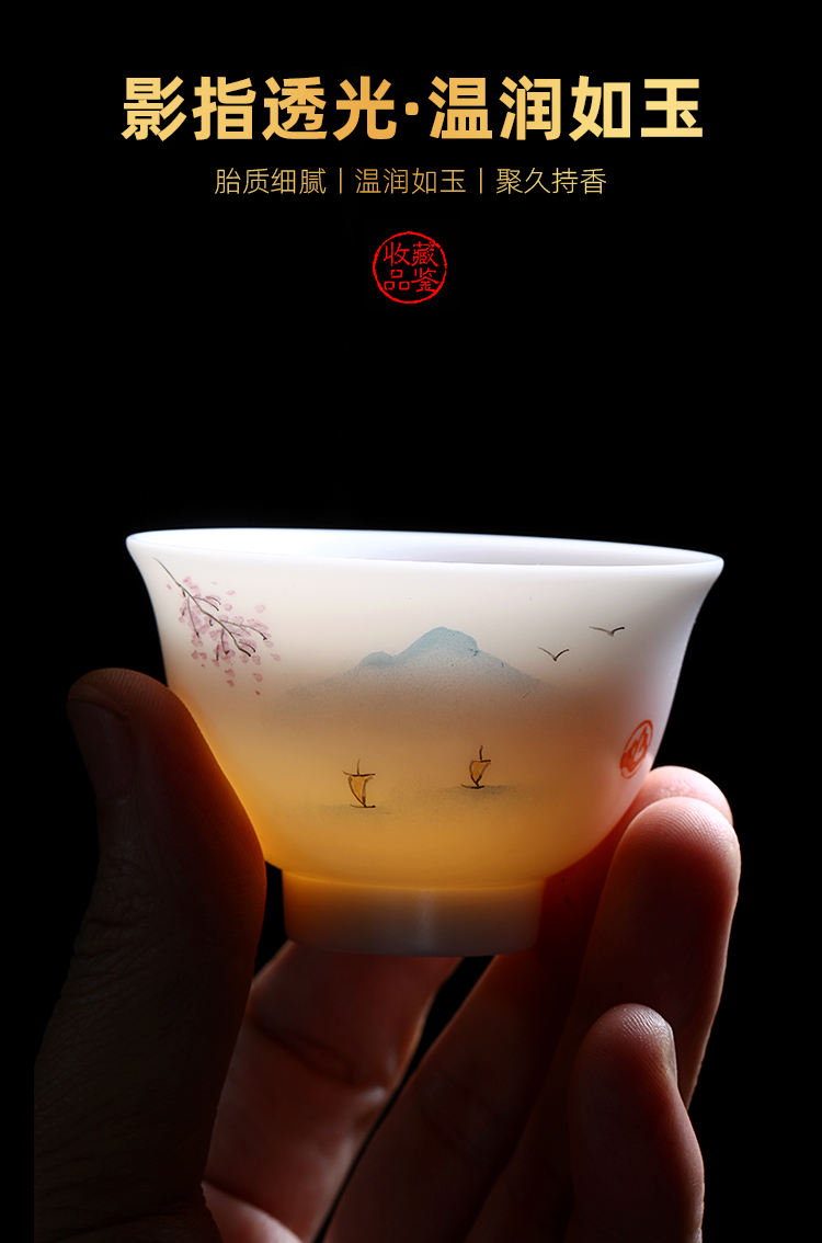 Artisan fairy dehua hand - made tea set ceramic household kung fu tea set office lid bowl of a complete set of tea cups