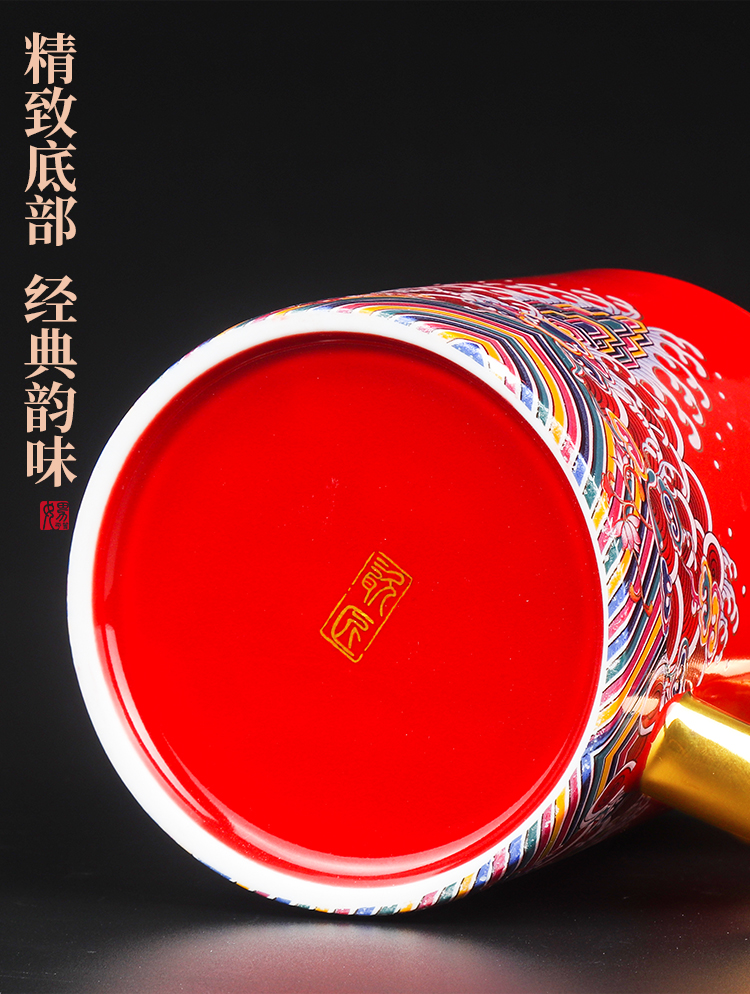 Artisan fairy tasted silver gilding office glass ceramic cup tea cup individual cup with cover the separation of tea tea cup