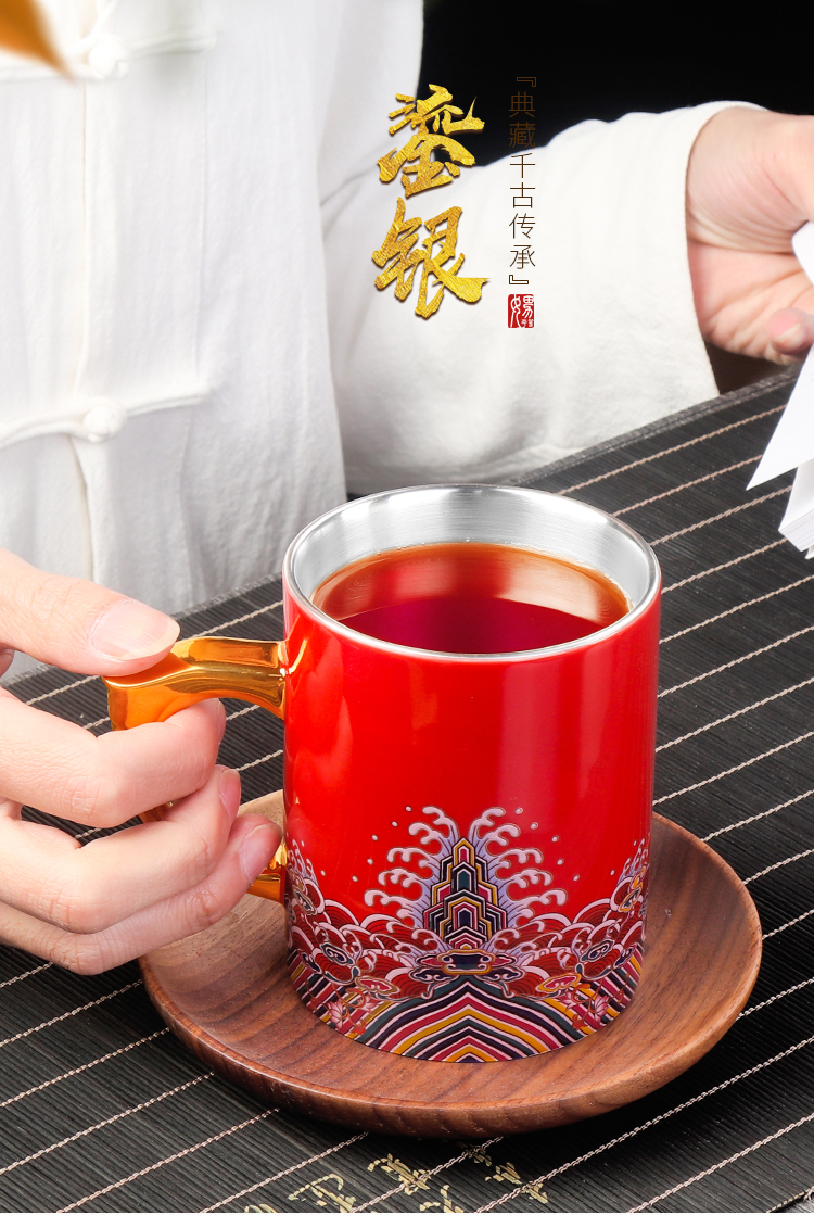 Artisan fairy tasted silver gilding office glass ceramic cup tea cup individual cup with cover the separation of tea tea cup