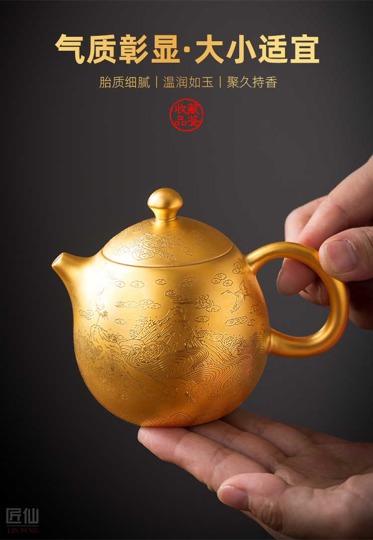 Artisan fairy gold cup to crack a pot of two glass ceramic household pure manual high - end portable travel tea set