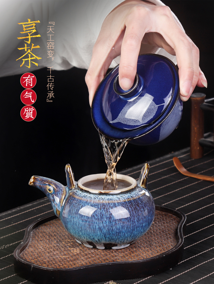 The Master artisan fairy Zeng Guangxu konoha lamp that only three tureen checking ceramic household large - sized kung fu tea tea bowl